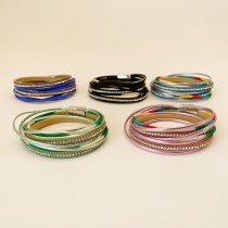Bohemian colored PU leather magnetic buckle bracelet