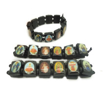 Sticker wooden piece oil dripping elastic bracelet, prayer beads bracelet