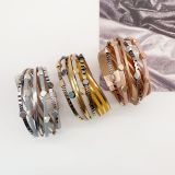 PU leather magnetic buckle cross bracelet