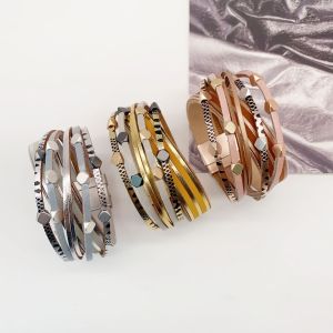 PU leather magnetic buckle cross bracelet
