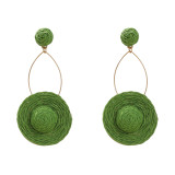 Lafite Grass Round Straw Hat Earrings
