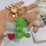 Full Diamond Cute Love Bear Fashion Crystal Keychain Bag Pendant