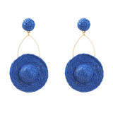 Lafite Grass Round Straw Hat Earrings