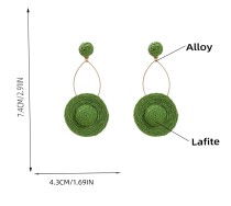 Lafite Grass Round Straw Hat Earrings