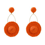 Lafite Grass Round Straw Hat Earrings