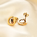 Stainless Steel Independence Day Flag Tri Color Oil Drop Love Earrings