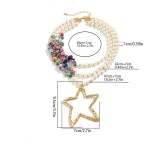 Pearl beaded turquoise multi-layer star necklace