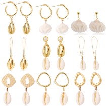 Ocean Style Conch Natural Stone Pearl Shell Earrings