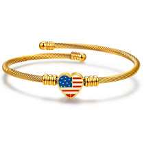 Stainless steel woven American flag love bracelet