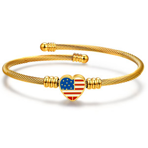 Stainless steel woven American flag love bracelet