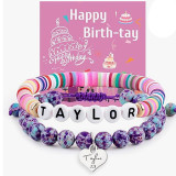 Taylor Bracelet Set Emperor Stone Letter Beads Colored Soft Ceramic Love Bracelet Taylor Signature Birthday Bracelet