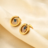Stainless Steel Independence Day Flag Tri Color Oil Drop Love Earrings