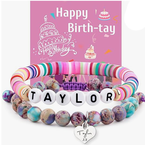Taylor Bracelet Set Emperor Stone Letter Beads Colored Soft Ceramic Love Bracelet Taylor Signature Birthday Bracelet