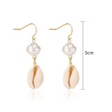 Ocean Style Conch Natural Stone Pearl Shell Earrings