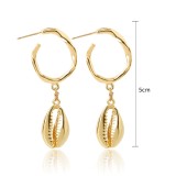 Ocean Style Conch Natural Stone Pearl Shell Earrings
