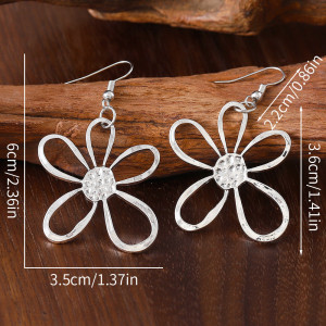 Hollow flower earring necklace