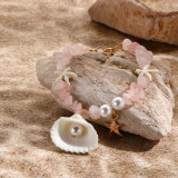 Conch Rice Pearl Beach Starfish Pendant Shell Crystal Bead Bracelet