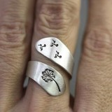 Alloy Dandelion Open Adjustable Ring