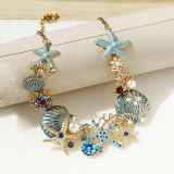Beach Necklace Seaside Shell Starfish Coral Pearl Necklace