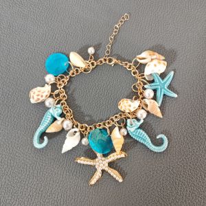 Hawaiian Vacation Trendy Beach Ocean Bohemian Starfish Shell Hippocampus Bracelet