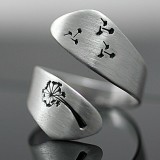 Alloy Dandelion Open Adjustable Ring