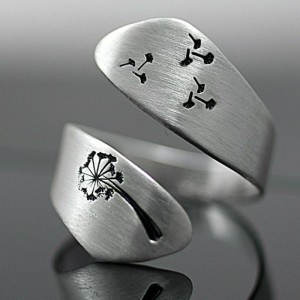 Alloy Dandelion Open Adjustable Ring