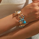 Alloy Water Diamond Ocean Starfish Coral Shell Ship Anchor Flash Diamond Bracelet
