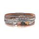 Bohemian style leather multi-layer leaf magnetic buckle bracelet