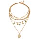 Geometric circular tassel 4-layer necklace