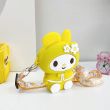 Children's cartoon silicone crossbody bag cute rabbit shoulder bag zero wallet