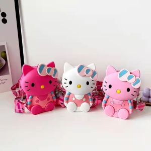 Children's Cute Cartoon Silicone Kitty Crossbody Bag Snack Bag