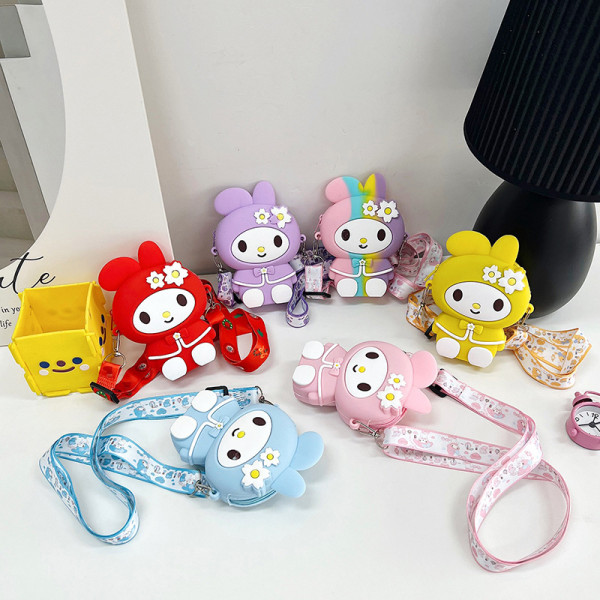 Children's cartoon silicone crossbody bag cute rabbit shoulder bag zero wallet