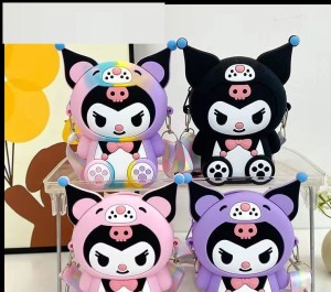 Cute Children's Silicone Bag Kuromi Cross Zero Wallet Shoulder Bag