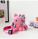 Children's Cute Cartoon Silicone Kitty Crossbody Bag Snack Bag
