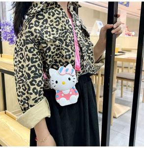 Children's Cute Cartoon Silicone Kitty Crossbody Bag Snack Bag