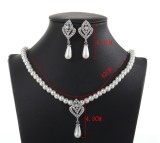 Alloy Pearl Water Diamond Wedding Party Earring Necklace Set