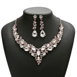 Alloy Water Diamond Wedding Party Earring Necklace Set