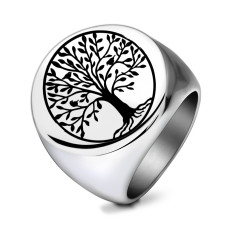 Stainless Steel Vintage Tree of Life Ring