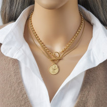 Stainless steel multi-layer women's avatar necklace