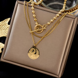 Stainless steel multi-layer women's avatar necklace