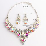 Alloy Water Diamond Wedding Party Earring Necklace Set