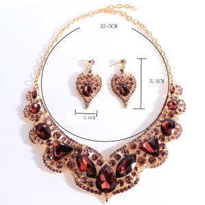 Alloy Water Diamond Wedding Party Earring Necklace Set