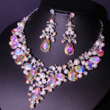 Alloy Water Diamond Wedding Party Earring Necklace Set