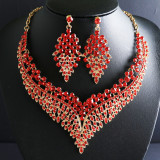 Alloy Water Diamond Wedding Party Earring Necklace Set