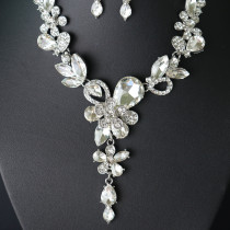 Alloy Water Diamond Wedding Party Earring Necklace Set