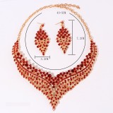 Alloy Water Diamond Wedding Party Earring Necklace Set