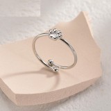 Stainless steel dog paw print open ring