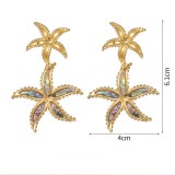 Stainless steel seashell starfish leaf vacation earrings