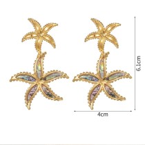 Stainless steel seashell starfish leaf vacation earrings