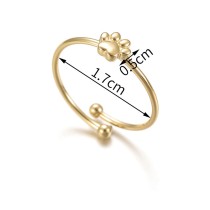 Stainless steel dog paw print open ring